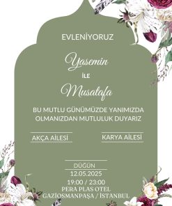 13x18 cm Düğün Davetiyesi | Kişiye Özel Baskı No: 2338