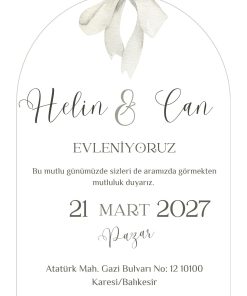 13x18 cm Düğün Davetiyesi | Kişiye Özel Baskı No: 2352