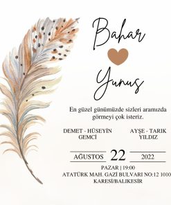 13x18 cm Düğün Davetiyesi | Kişiye Özel Baskı No: 2354
