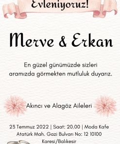 13x18 cm Düğün Davetiyesi | Kişiye Özel Baskı No: 2360