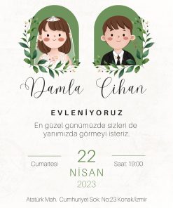 13x18 cm Düğün Davetiyesi | Kişiye Özel Baskı No: 2361