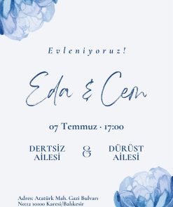 13x18 cm Düğün Davetiyesi | Kişiye Özel Baskı No: 2377