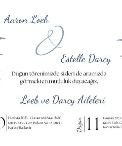 13x18 cm Düğün Davetiyesi | Kişiye Özel Baskı No: 2378
