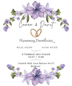 13x18 cm Düğün Davetiyesi | Kişiye Özel Baskı No: 2387