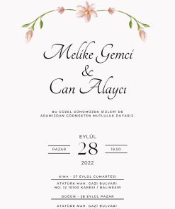 13x18 cm Düğün Davetiyesi | Kişiye Özel Baskı No: 2401
