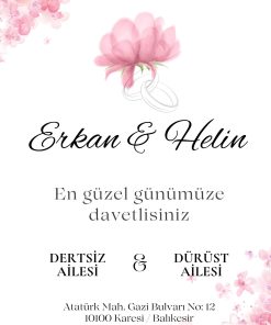 13x18 cm Düğün Davetiyesi | Kişiye Özel Baskı No: 2403