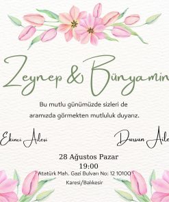 13x18 cm Düğün Davetiyesi | Kişiye Özel Baskı No: 2444