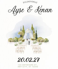 13x18 cm Düğün Davetiyesi | Kişiye Özel Baskı No: 2448