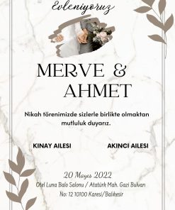 13x18 cm Düğün Davetiyesi | Kişiye Özel Baskı No: 2463