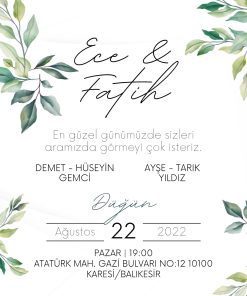 13x18 cm Düğün Davetiyesi | Kişiye Özel Baskı No: 2471