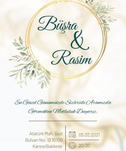 13x18 cm Düğün Davetiyesi | Kişiye Özel Baskı No: 2475