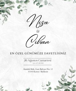 13x18 cm Düğün Davetiyesi | Kişiye Özel Baskı No: 2476