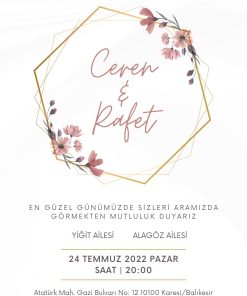 13x18 cm Düğün Davetiyesi | Kişiye Özel Baskı No: 2479