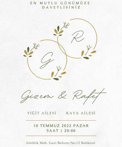 13x18 cm Düğün Davetiyesi | Kişiye Özel Baskı No: 2480