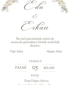 13x18 cm Düğün Davetiyesi | Kişiye Özel Baskı No: 2234