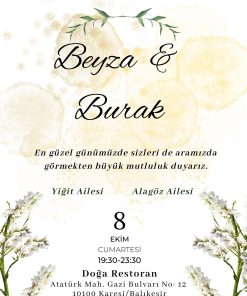 13x18 cm Düğün Davetiyesi | Kişiye Özel Baskı No: 2239