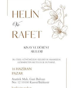 13x18 cm Düğün Davetiyesi | Kişiye Özel Baskı No: 2245