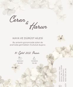 13x18 cm Düğün Davetiyesi | Kişiye Özel Baskı No: 2247