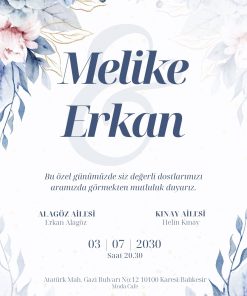 13x18 cm Düğün Davetiyesi | Kişiye Özel Baskı No: 2250