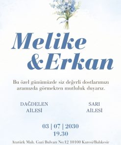 13x18 cm Düğün Davetiyesi | Kişiye Özel Baskı No: 2255