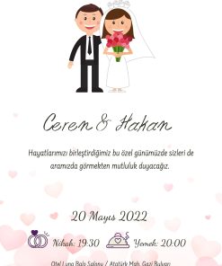 13x18 cm Düğün Davetiyesi | Kişiye Özel Baskı No: 2260