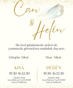 13x18 cm Düğün Davetiyesi | Kişiye Özel Baskı No: 2206