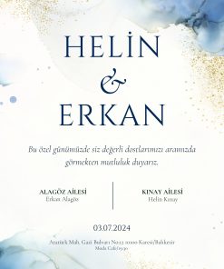13x18 cm Düğün Davetiyesi | Kişiye Özel Baskı No: 2270