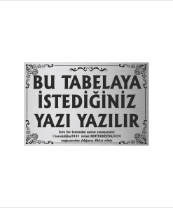 Gümüş Metal Tabela-Apartman Tabelası-Firma Tabelası-Çok Amaçlı Tabela 20x30 cm Brt01