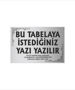Gümüş Metal Tabela-Apartman Tabelası-Firma Tabelası-Çok Amaçlı Tabela 20x30 cm Brt010