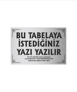 Gümüş Metal Tabela-Apartman Tabelası-Firma Tabelası-Çok Amaçlı Tabela 20x30 cm Brt012