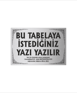 Gümüş Metal Tabela-Apartman Tabelası-Firma Tabelası-Çok Amaçlı Tabela 20x30 cm Brt015