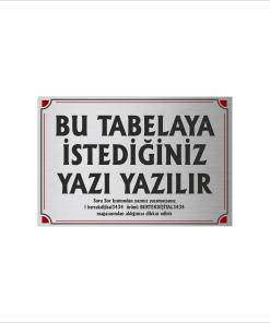 Gümüş Metal Tabela-Apartman Tabelası-Firma Tabelası-Çok Amaçlı Tabela 20x30 cm Brt016