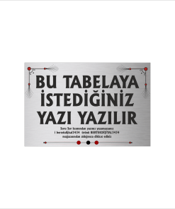 Gümüş Metal Tabela-Apartman Tabelası-Firma Tabelası-Çok Amaçlı Tabela 20x30 cm Brt017
