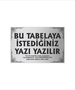 Gümüş Metal Tabela-Apartman Tabelası-Firma Tabelası-Çok Amaçlı Tabela 20x30 cm Brt019