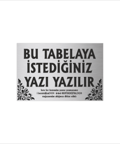 Gümüş Metal Tabela-Apartman Tabelası-Firma Tabelası-Çok Amaçlı Tabela 20x30 cm Brt02