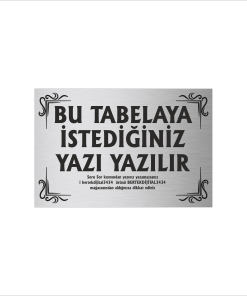 Gümüş Metal Tabela-Apartman Tabelası-Firma Tabelası-Çok Amaçlı Tabela 20x30 cm Brt020