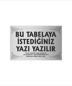 Gümüş Metal Tabela-Apartman Tabelası-Firma Tabelası-Çok Amaçlı Tabela 20x30 cm Brt021