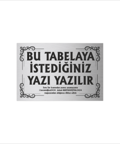 Gümüş Metal Tabela-Apartman Tabelası-Firma Tabelası-Çok Amaçlı Tabela 20x30 cm Brt022