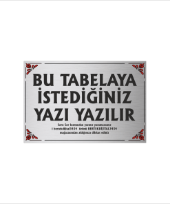 Gümüş Metal Tabela-Apartman Tabelası-Firma Tabelası-Çok Amaçlı Tabela 20x30 cm Brt023