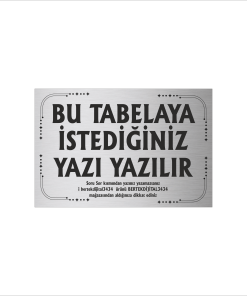 Gümüş Metal Tabela-Apartman Tabelası-Firma Tabelası-Çok Amaçlı Tabela 20x30 cm Brt025