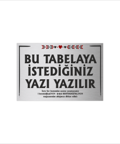 Gümüş Metal Tabela-Apartman Tabelası-Firma Tabelası-Çok Amaçlı Tabela 20x30 cm Brt026