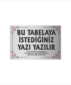 Gümüş Metal Tabela-Apartman Tabelası-Firma Tabelası-Çok Amaçlı Tabela 20x30 cm Brt029