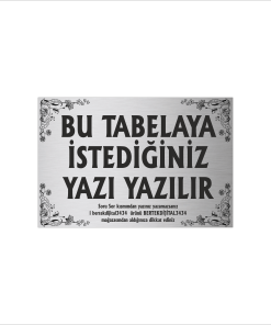Gümüş Metal Tabela-Apartman Tabelası-Firma Tabelası-Çok Amaçlı Tabela 20x30 cm Brt03