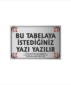Gümüş Metal Tabela-Apartman Tabelası-Firma Tabelası-Çok Amaçlı Tabela 20x30 cm Brt031