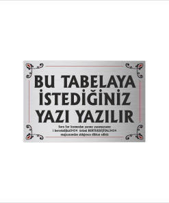 Gümüş Metal Tabela-Apartman Tabelası-Firma Tabelası-Çok Amaçlı Tabela 20x30 cm Brt032