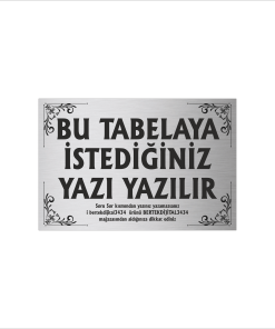 Gümüş Metal Tabela-Apartman Tabelası-Firma Tabelası-Çok Amaçlı Tabela 20x30 cm Brt034
