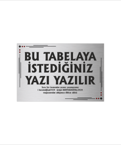 Gümüş Metal Tabela-Apartman Tabelası-Firma Tabelası-Çok Amaçlı Tabela 20x30 cm Brt035
