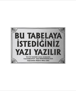 Gümüş Metal Tabela-Apartman Tabelası-Firma Tabelası-Çok Amaçlı Tabela 20x30 cm Brt037