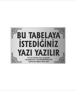Gümüş Metal Tabela-Apartman Tabelası-Firma Tabelası-Çok Amaçlı Tabela 20x30 cm Brt038
