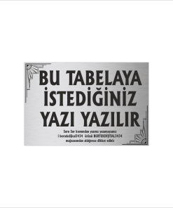 Gümüş Metal Tabela-Apartman Tabelası-Firma Tabelası-Çok Amaçlı Tabela 20x30 cm Brt039